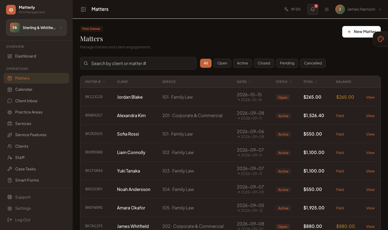 Clients, invoices and payments with the case